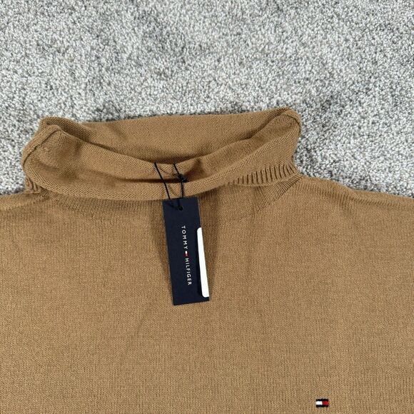 Tommy Hilfiger Sweater Womens XL Relaxed Fit Mockneck Academia Preppy Tan - Picture 5 of 12
